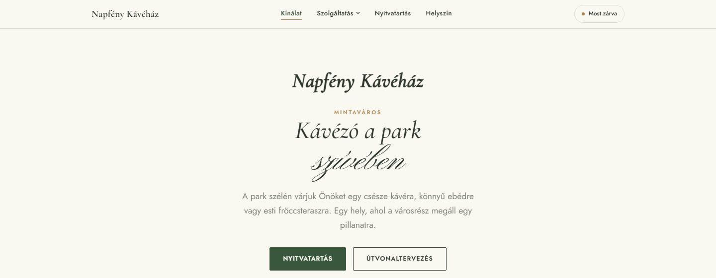 Napfény Kávéház látványterv